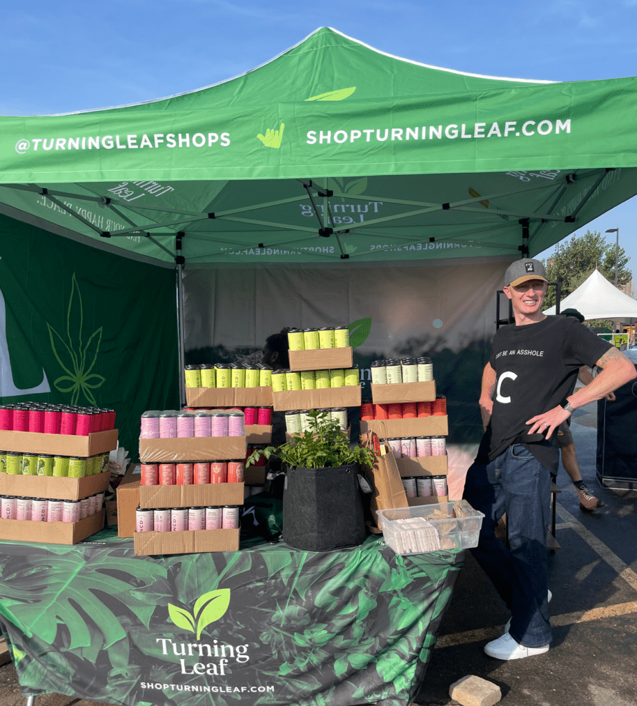 Turning Leaf Event Tent - fully stocked with delicious beverages, and our fearless leader, Beecher.